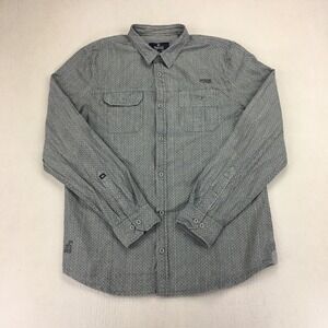 Buffalo David Bitton Button Up Shirt Long Sleeve Gray Polkadot Size Large